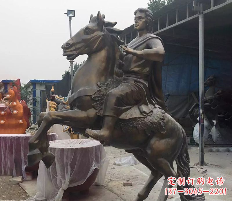 安阳铜雕现代骑马人物公园景观