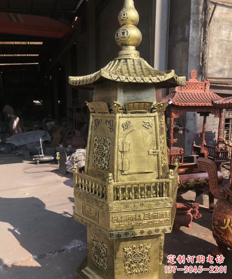 安阳铜雕香炉塔寺庙摆件