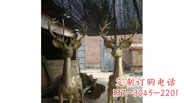 安阳铜雕小鹿公园动物雕塑 (2)