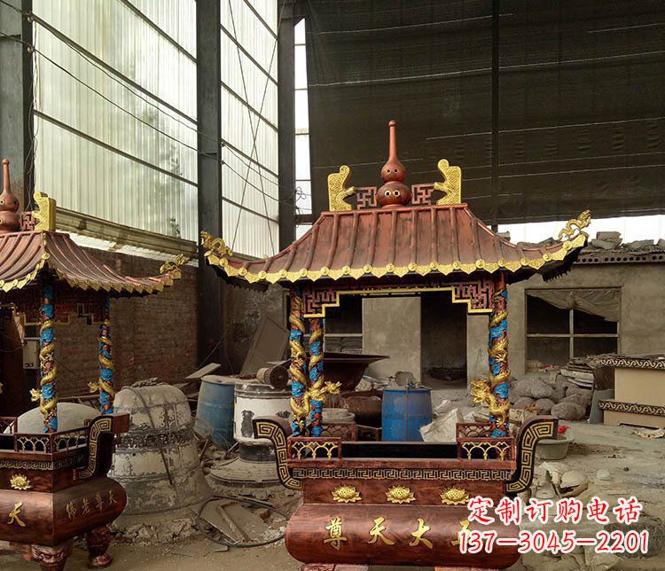 安阳铜雕小型寺庙香炉摆件