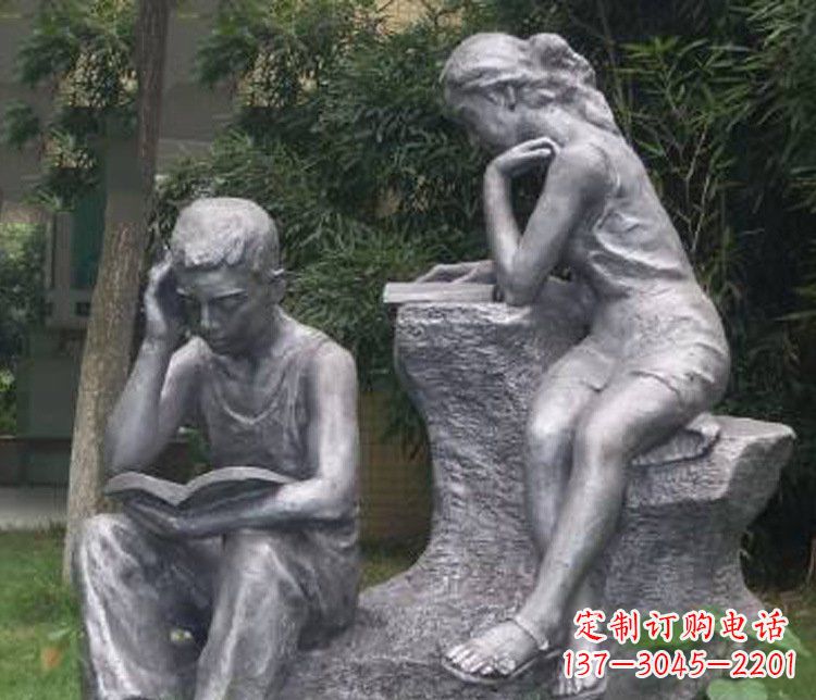 安阳铜雕校园读书学生摆件
