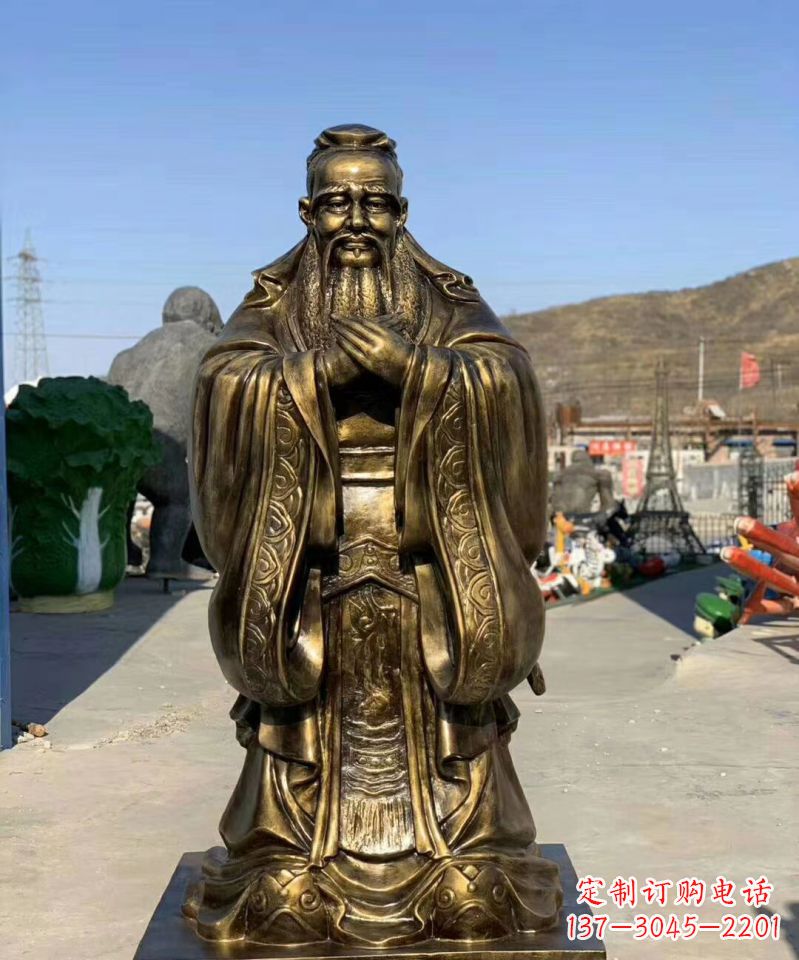 安阳铜雕学校孔子人物雕塑
