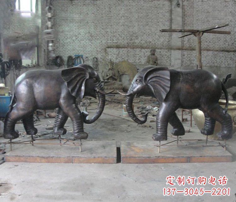 安阳铜雕园林动物大象雕塑 (2)