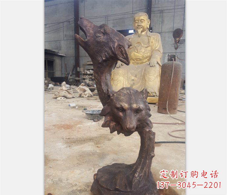 安阳铜雕园林金钱豹动物雕塑