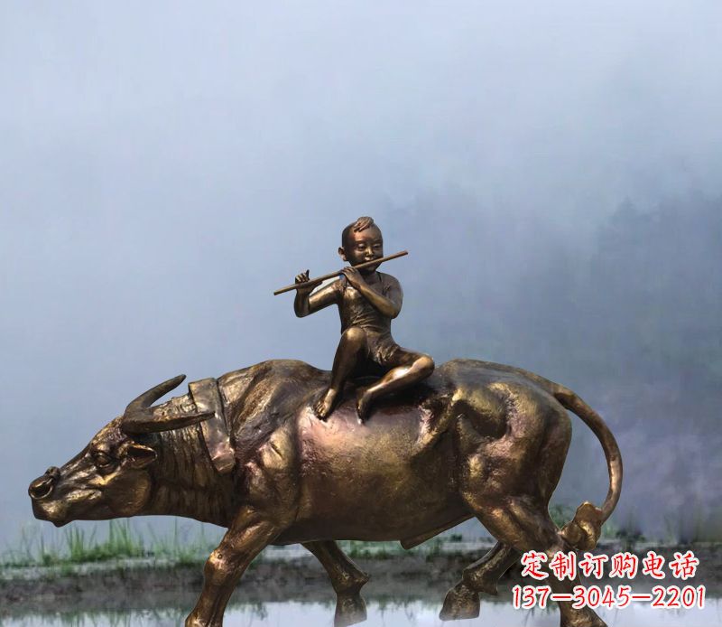 安阳铜雕园林牧童骑牛
