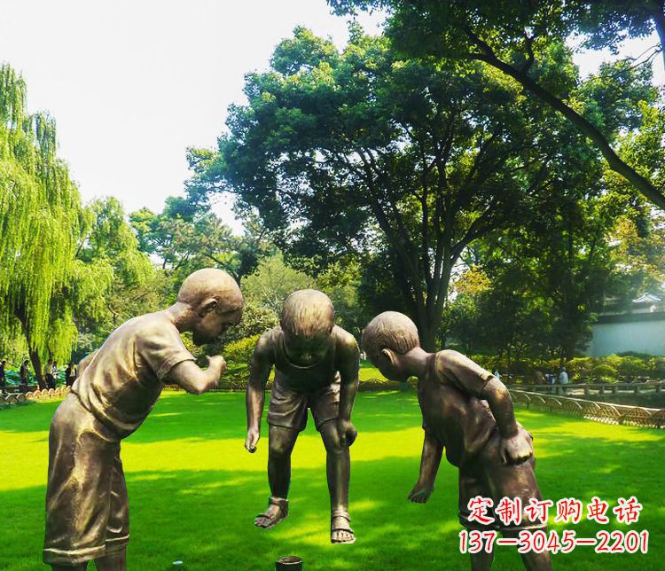 安阳铜雕园林玩陀螺儿童雕塑