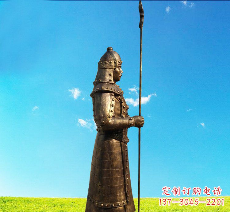 安阳铜雕战士站岗古代人物雕塑