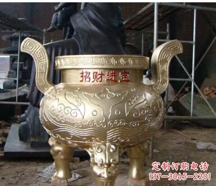 安阳铜雕招财进宝圆形香炉