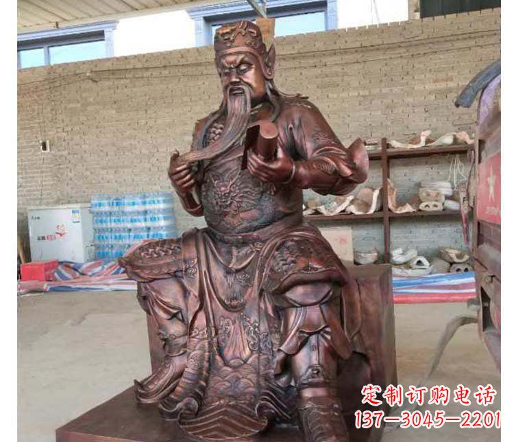 安阳铜雕镇宅关公寺庙神像雕塑摆件 (3)