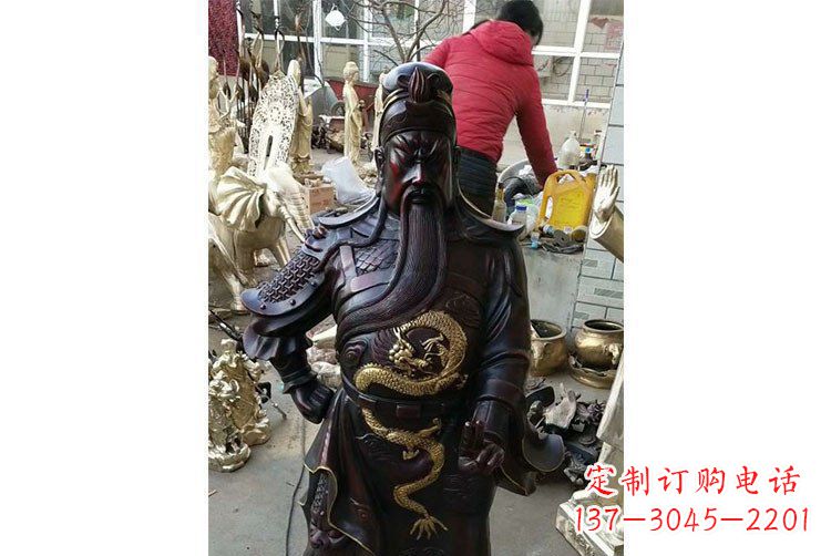 安阳铜雕镇宅关公寺庙神像雕塑摆件 (4)