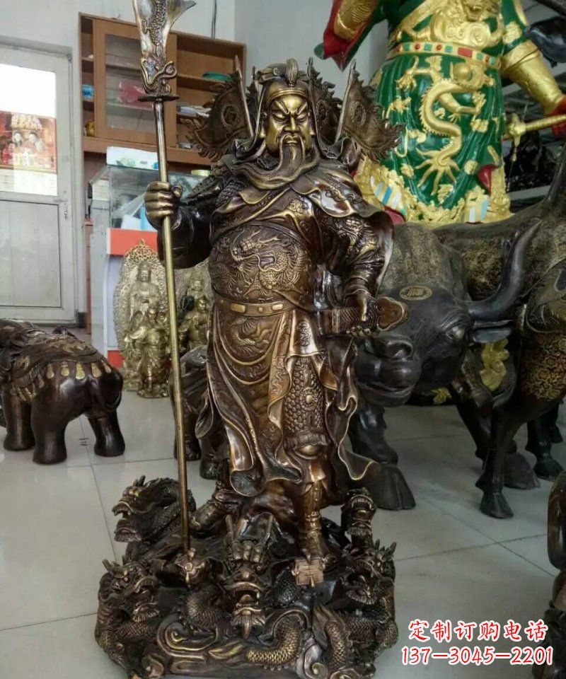 安阳铜雕镇宅关公寺庙神像雕塑摆件