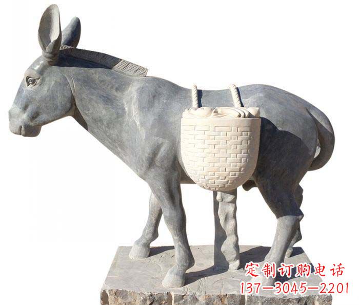 安阳驮竹筐的小毛驴公园动物石雕