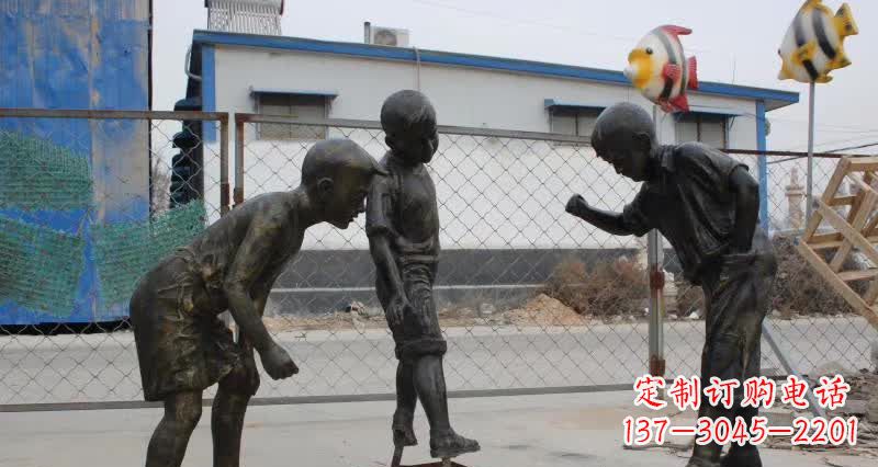 安阳玩陀螺人物铜雕