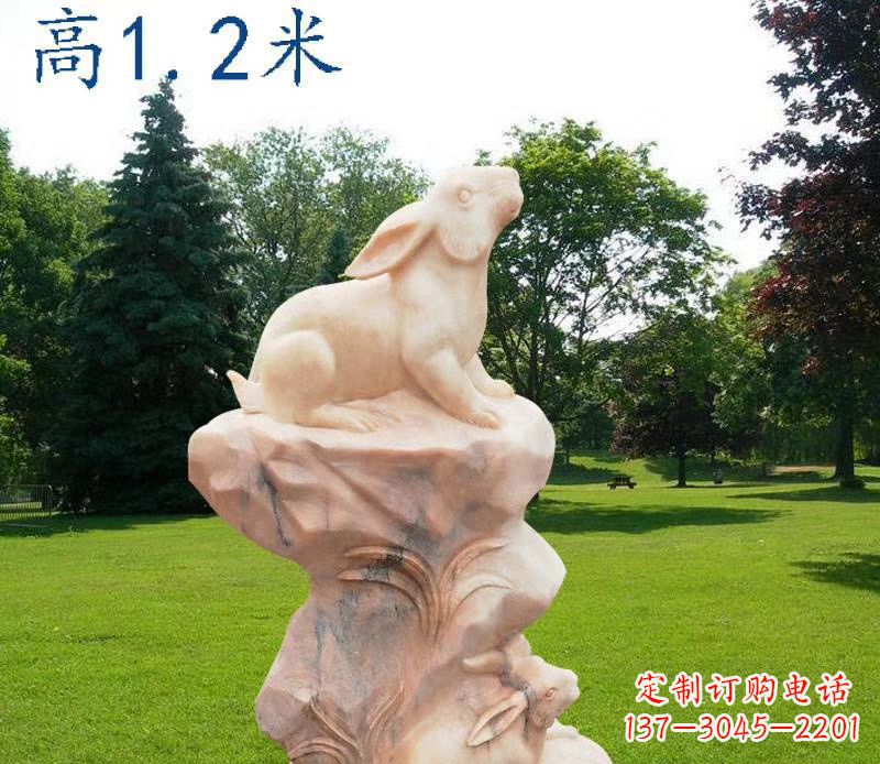 安阳晚霞红12生肖动物石雕