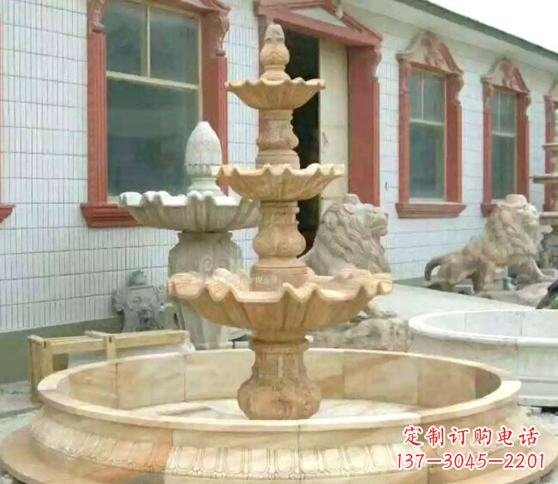 安阳晚霞红大型喷泉石雕 (3)