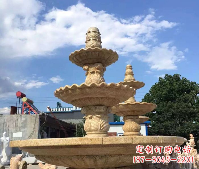 安阳晚霞红多层喷泉石雕