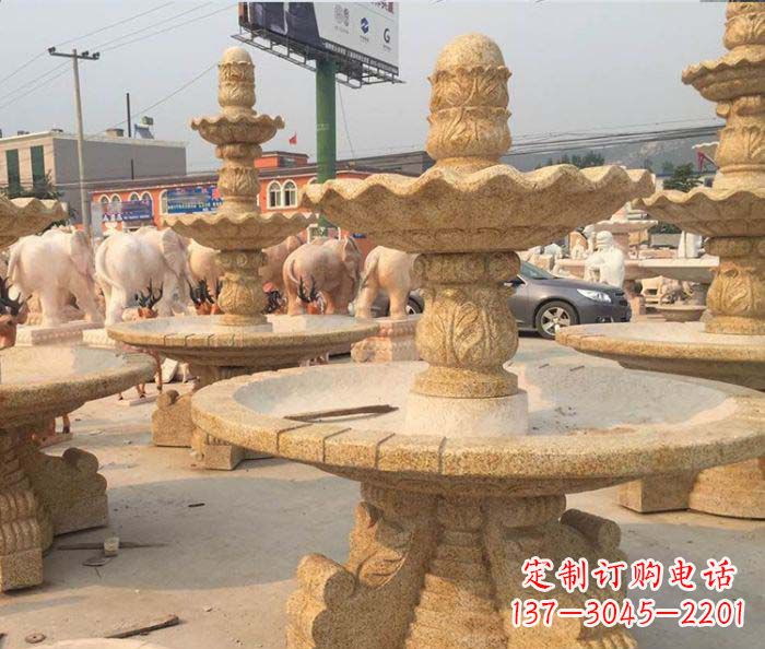 安阳晚霞红多层大型石雕喷泉