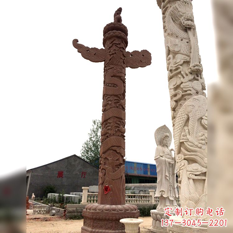 安阳晚霞红华表石柱