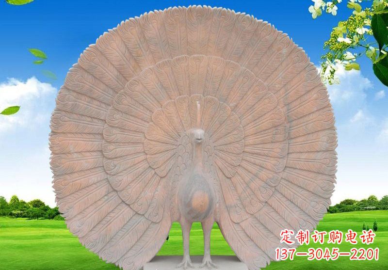 安阳晚霞红开屏孔雀雕塑
