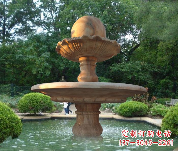 安阳晚霞红双层风水球喷泉公园石雕