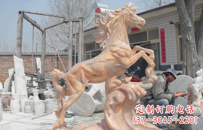 安阳晚霞红踏浪奔马石雕222