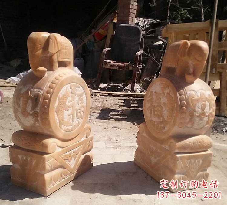 安阳晚霞红小象门墩