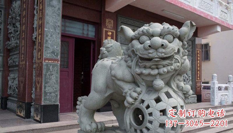 安阳网球狮石雕南方狮子雕塑