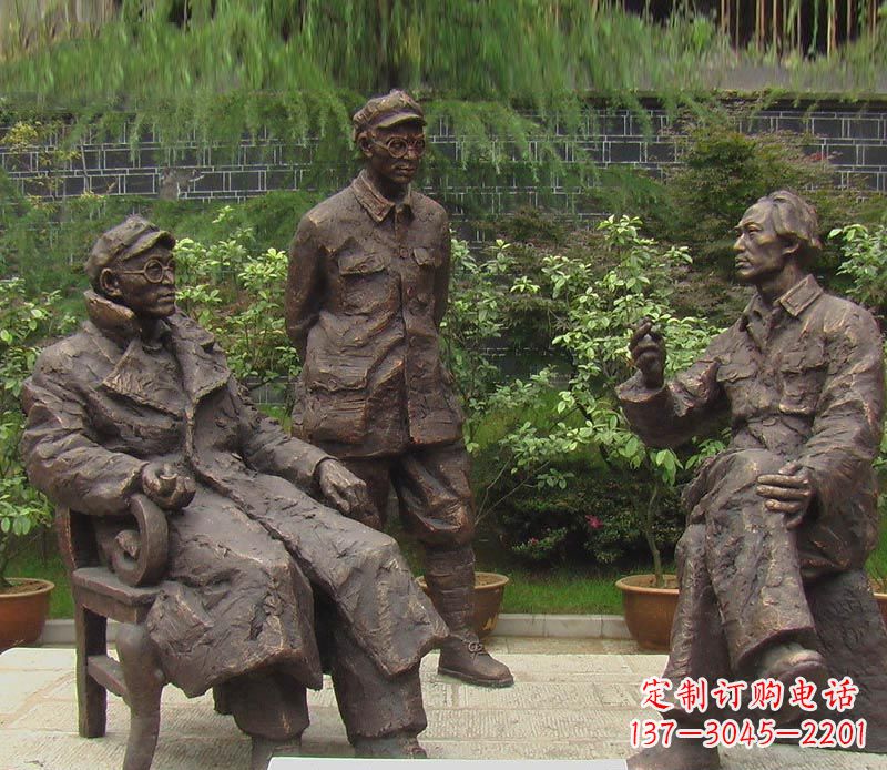 安阳伟人毛泽东刘伯承铜雕