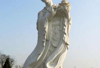 安阳古典美女雕塑——十二花神之四月牡丹杨玉环汉白玉