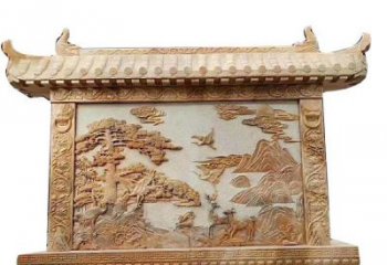 安阳晚霞红松鹤延年浮雕影壁