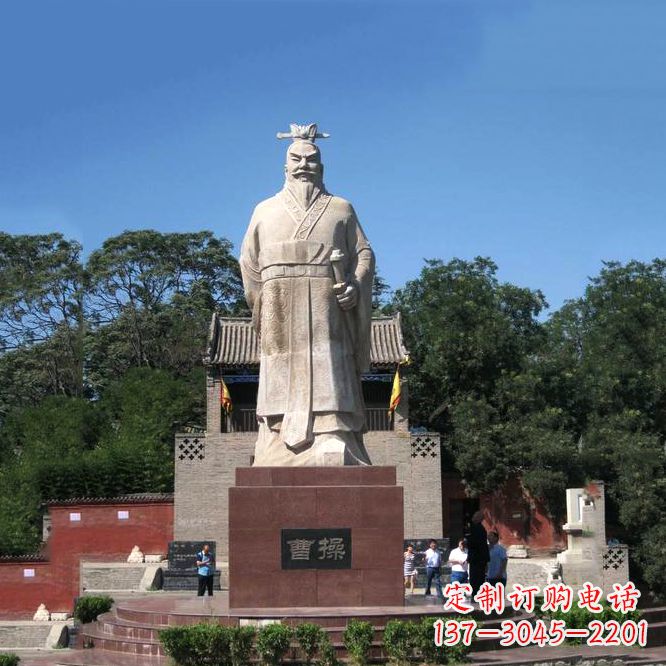 安阳魏武帝曹操汉白玉石雕像-景区历史名人塑像