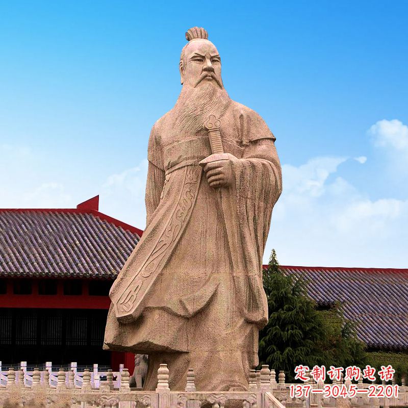 安阳魏武帝曹操砂岩石雕塑像