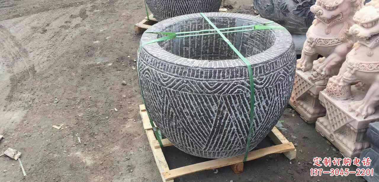 安阳纹理石浮雕水缸