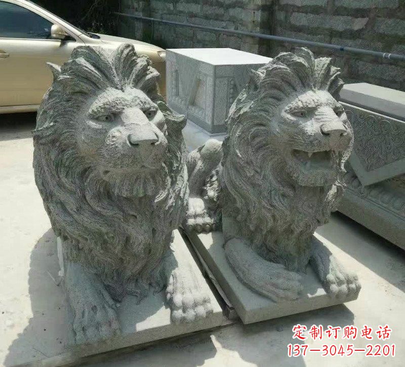 安阳卧式狮子石雕