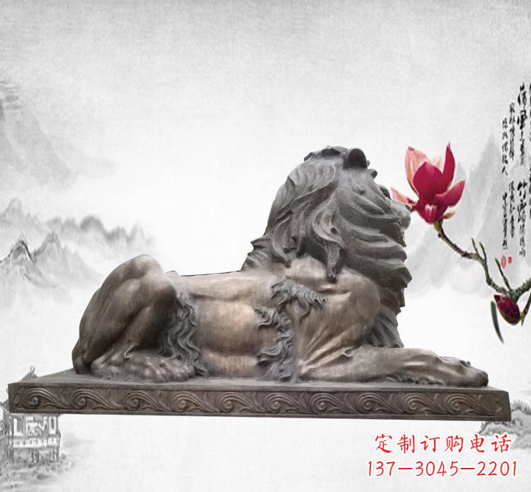 安阳卧着的西洋狮子铜雕