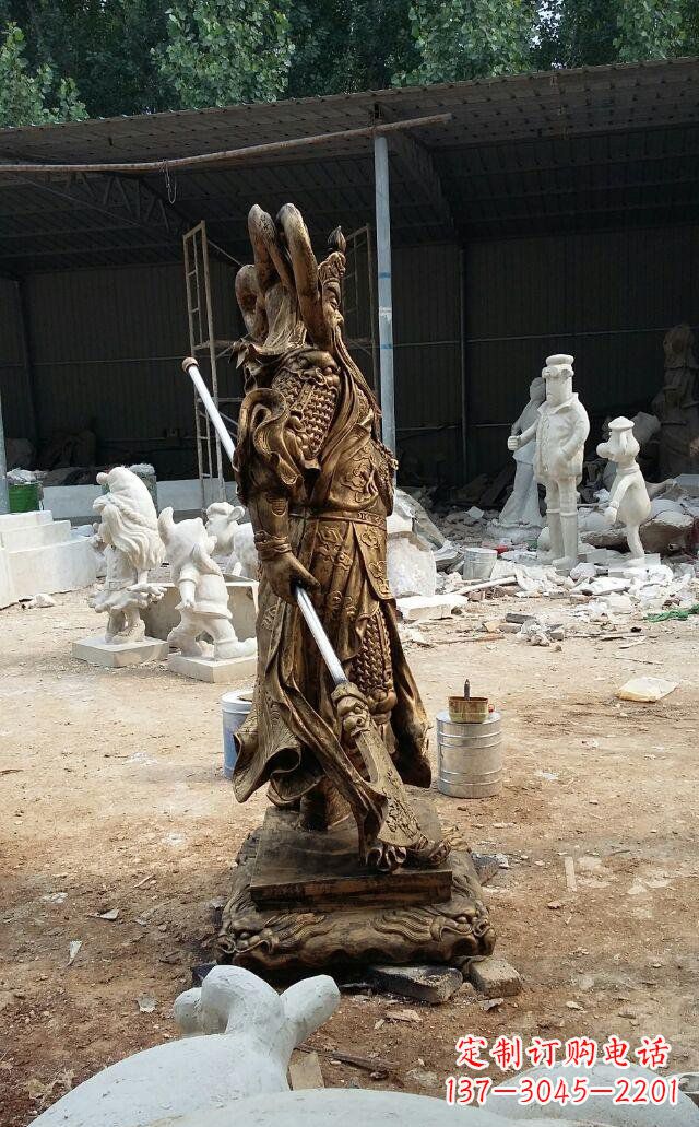 安阳武财神关公玻璃钢仿铜雕塑
