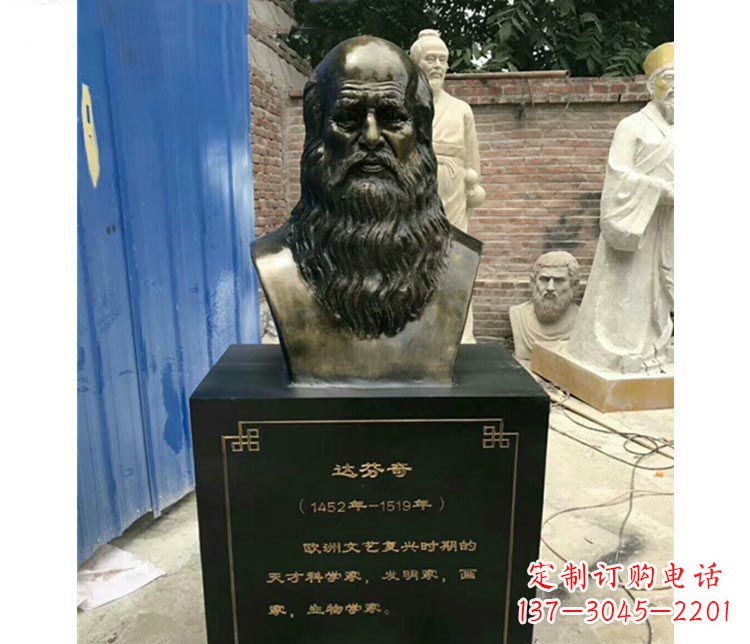 安阳西方名人达芬奇胸像铜雕