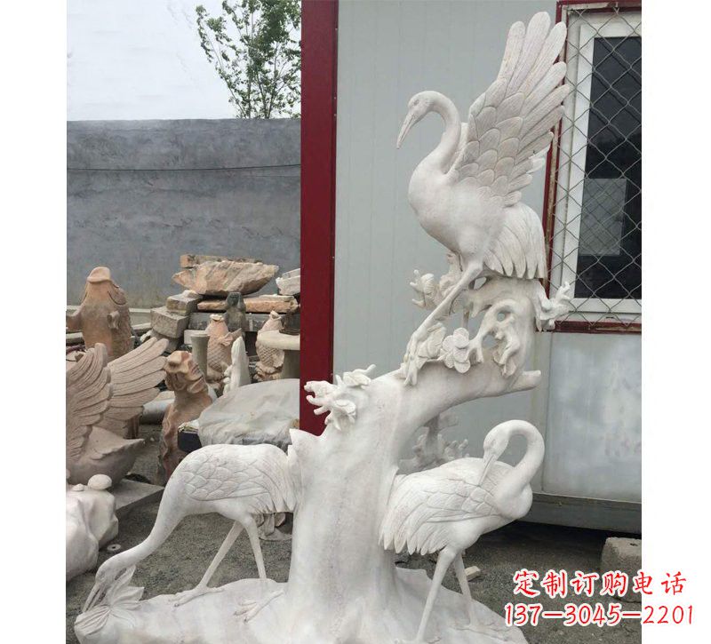 安阳仙鹤松树石雕