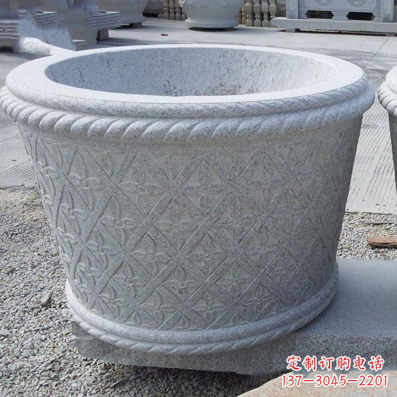 安阳现代石雕花盆雕塑