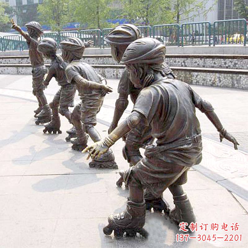 安阳小孩滑旱冰广场运动主题雕塑
