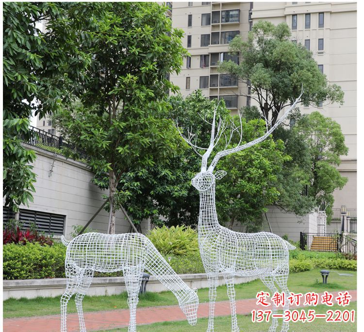 安阳小区不锈钢镂空梅花鹿鹿雕塑