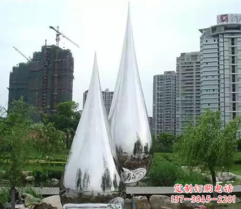 安阳小区不锈钢水滴雕塑