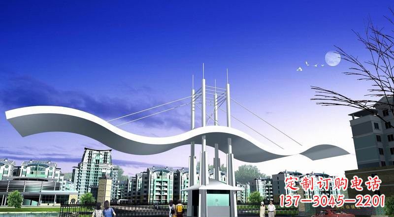 安阳小区不锈钢门牌坊景观雕塑
