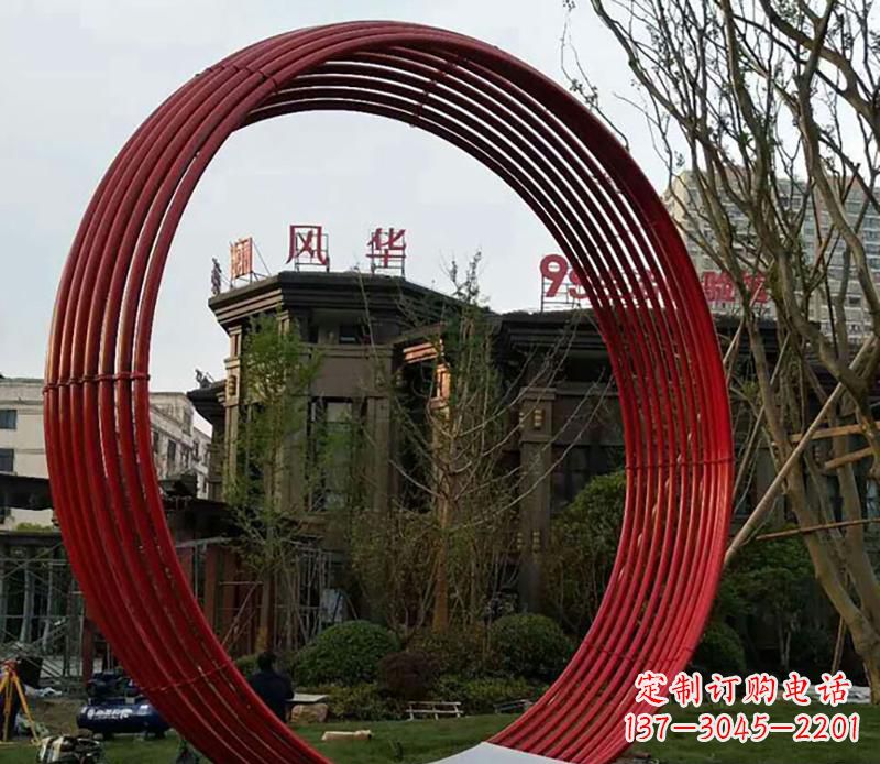 安阳小区不锈钢圆环景观雕塑