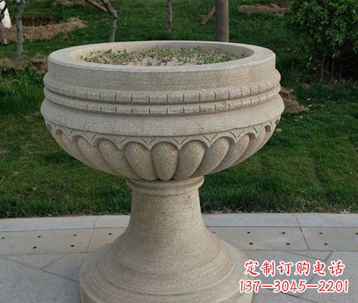 安阳小区大理石花盆摆件石雕