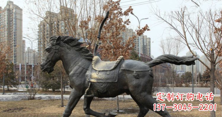 安阳小区动物奔跑的马铜雕