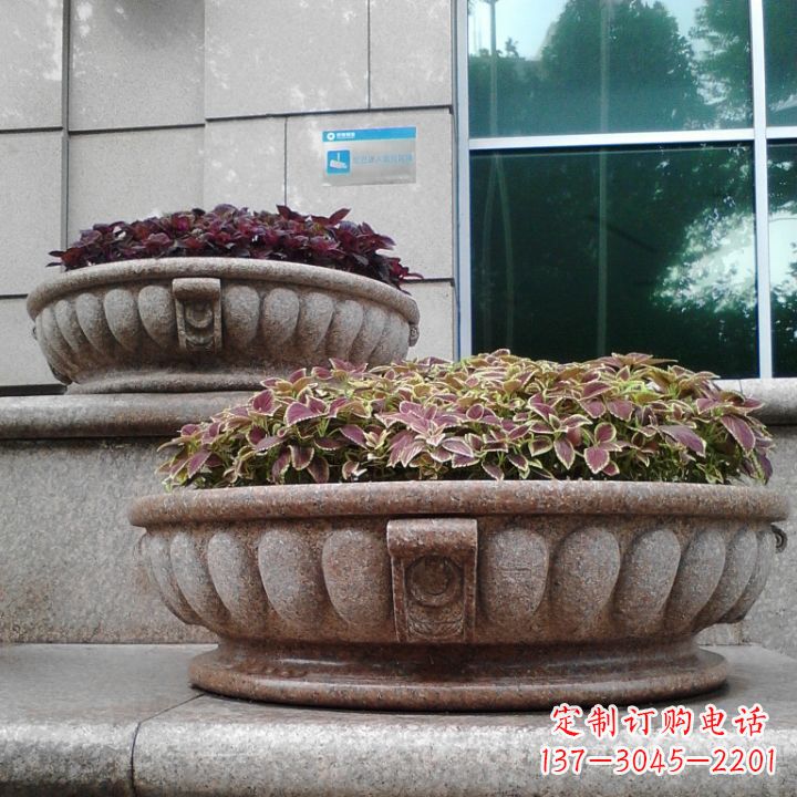 安阳小区花岗岩石雕花盆
