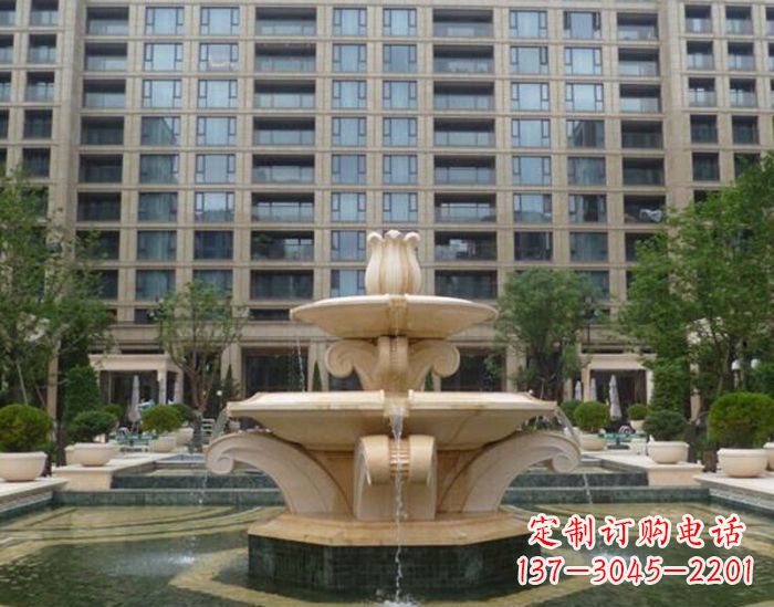 安阳小区景观晚霞红喷泉石雕 (2)
