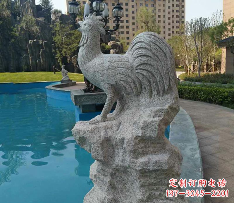 安阳小区十二生肖鸡动物石雕