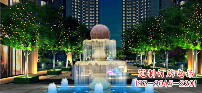 安阳小区石来运转风水球石雕喷泉